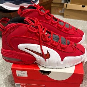 Nike Air Max Penny Red and White Sneakers